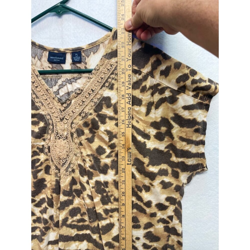 Westbound Petites Animal Print Blouse Quarter Sleeve Pullover Size Petite Large - Picture 5 of 7